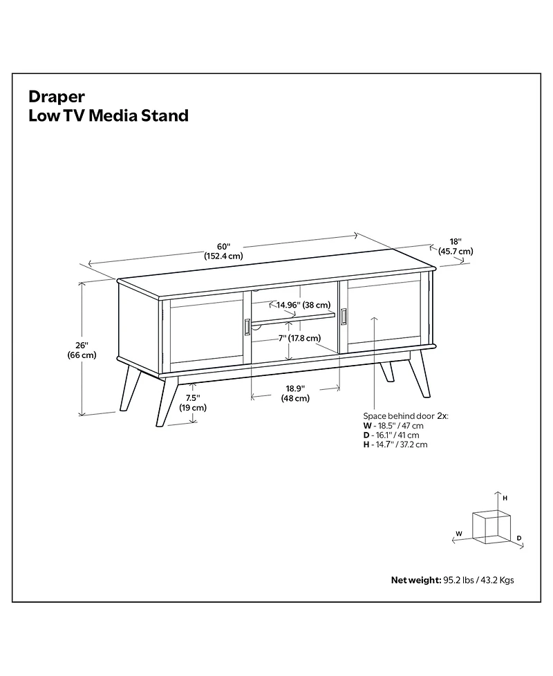 Kentler Mid Century Low Tv Media Stand