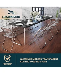 LeisureMod Lawrence Acrylic Folding Chair With Metal Frame