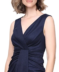 Alex Evenings Petite Glitter Mesh V-Neck Ball Gown