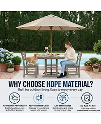 Clihome 3-Piece Hdpe Patio Dining Bistro Set - Square Table and 2 Chairs