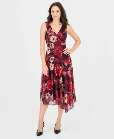Connected Womens Floral Asymmetrical Dress