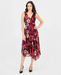Connected Womens Floral Asymmetrical Dress