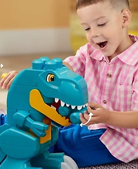 Mega Bloks Fisher-Price Build & Chomp Dinosaur with Rolling Wheels, 25-Piece Building Set, Ages 3+