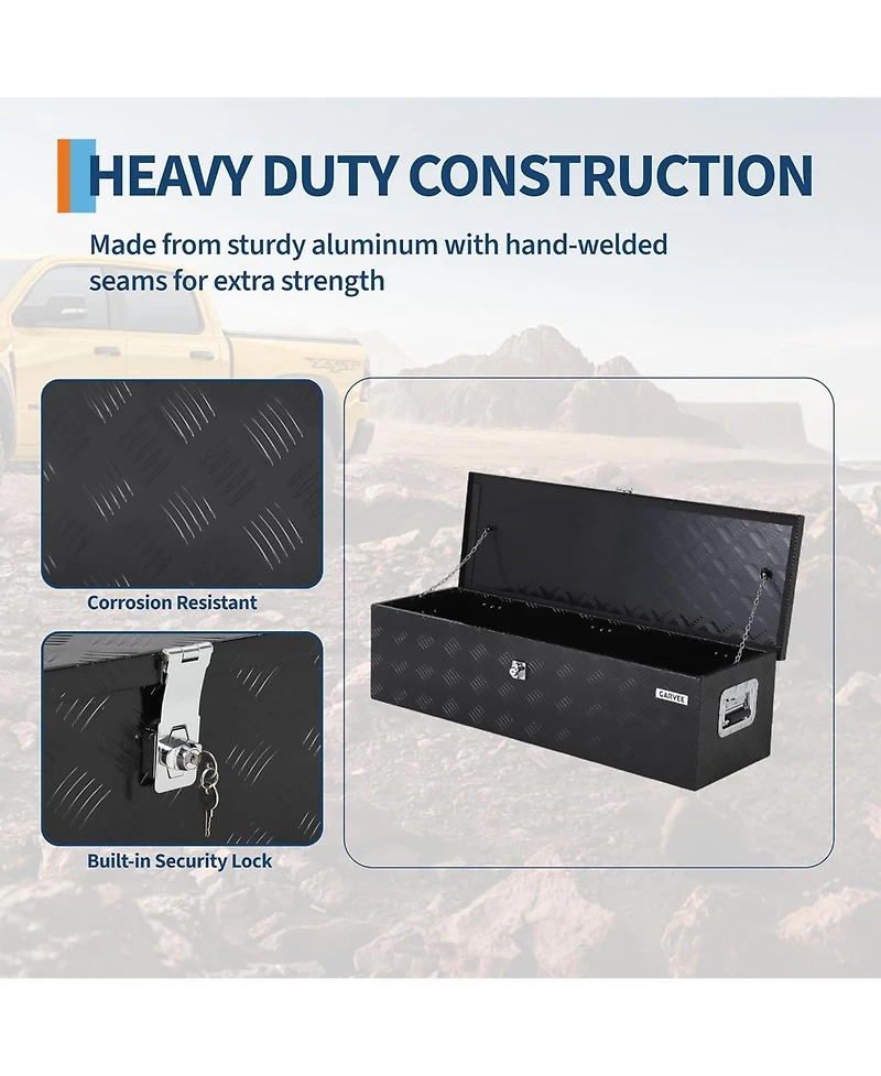 Gaomon 48"x15"x15" Heavy Duty Aluminum Truck Bed Tool Boxes with Sliding Shelf, Outdoor Storage Organizer with Lock and Keys