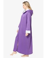 Dreams & Co. Women's Plus Sherpa-Lined Long Hooded Robe