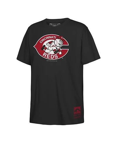 Mitchell & Ness Big Boys and Girls Black Cincinnati Reds Retro Logo T-Shirt