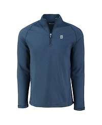 Cutter & Buck Men's Heather Navy Detroit Tigers Peshastin Fleece Raglan Quarter-Zip Sweatshirt