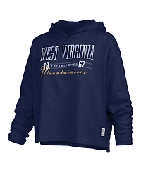 Pressbox Women's Navy West Virginia Mountaineers Castillo Slub Waist Length Long Sleeve Hoodie