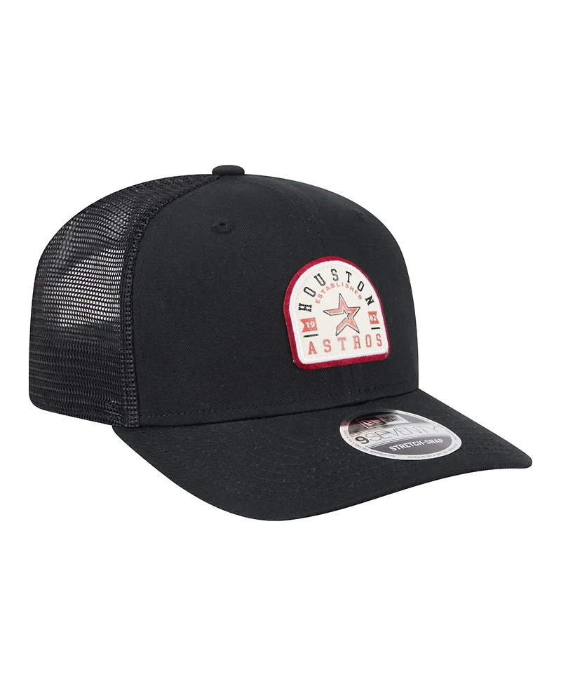 New Era Men's Black Houston Astros Throwback Contest 9SEVENTY Adjustable Trucker Hat