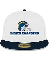 New Era Men's White/Navy Los Angeles Chargers Super Chargers 59FIFTY Fitted Hat