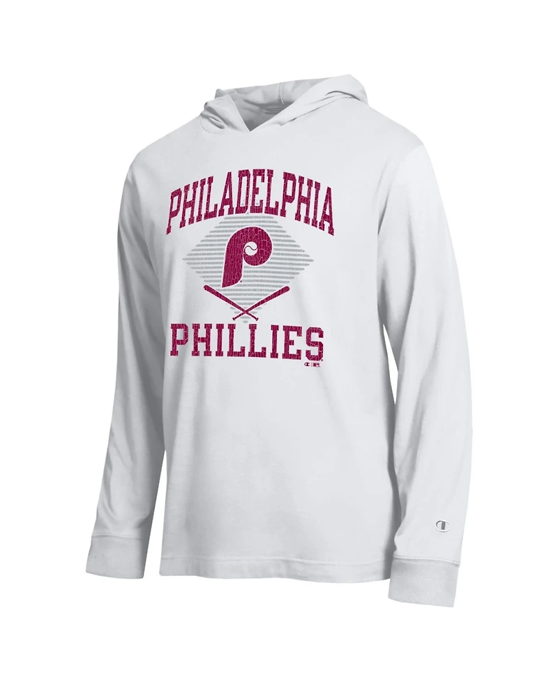 Champion Men's White Philadelphia Phillies Cooperstown Hooded Long-Sleeve T-Shirt