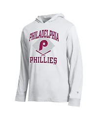 Champion Men's White Philadelphia Phillies Cooperstown Hooded Long-Sleeve T-Shirt
