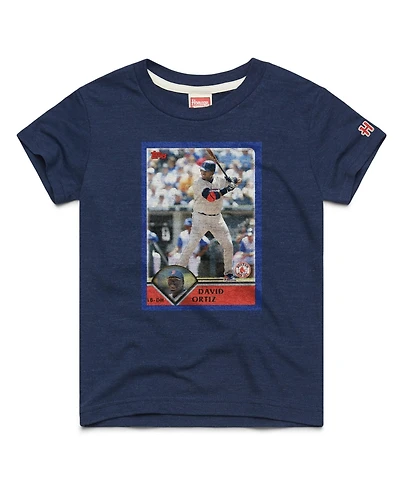 Homage Big Boys and Girls David Ortiz Navy Boston Red Sox Topps Baseball Card Tri-Blend T-Shirt