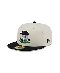 New Era Men's Cream/Black Chicago White Sox Bullpen Cart 59FIFTY Fitted Hat