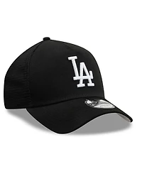 New Era Men's Black Los Angeles Dodgers Side Script 9FORTY A-Frame Trucker Adjustable Hat