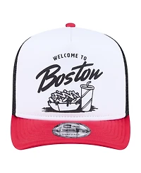 New Era Men's White/Red Boston Red Sox Foodie A-Frame 9FIFTY Trucker Snapback Hat