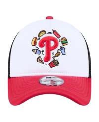 New Era Big Boys and Girls White/Red Philadelphia Phillies Food A-Frame 9FORTY Trucker Adjustable Hat