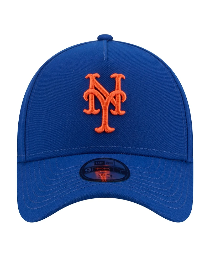New Era Big Boys and Girls Royal New York Mets 9FORTY A-Frame Adjustable Hat