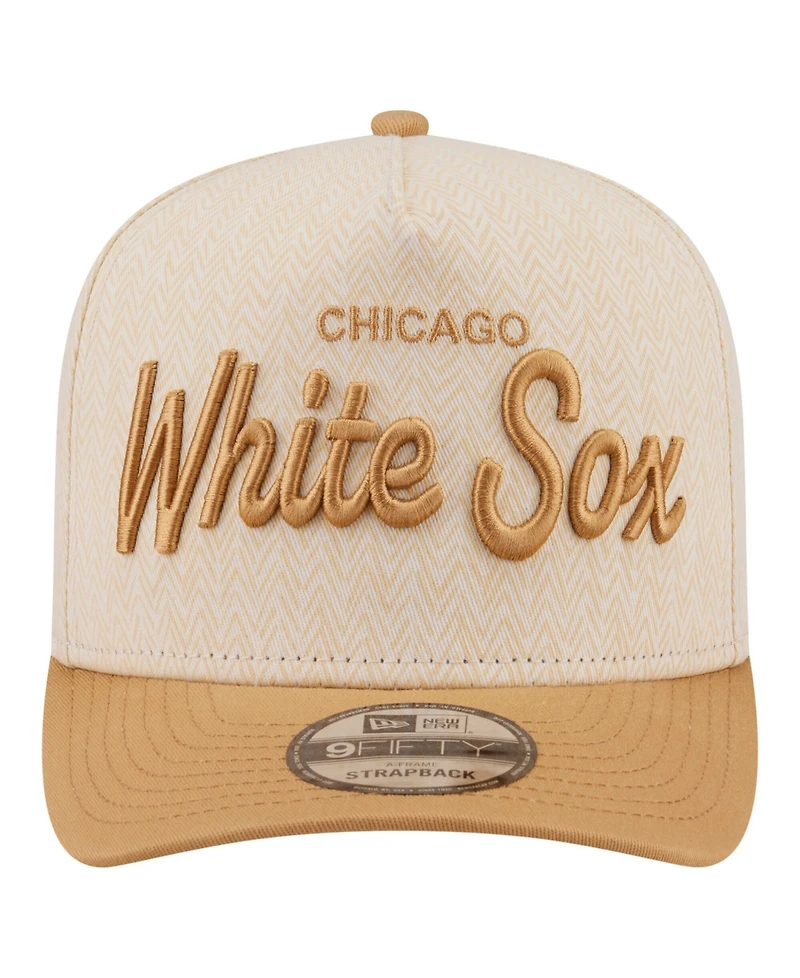 New Era Men's Cream Chicago White Sox Herringbone 9FIFTY A-Frame Snapback Hat