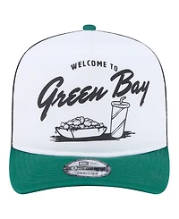 New Era Men's White/Green Green Bay Packers Foodie 9FIFTY A-Frame Trucker Snapback Hat
