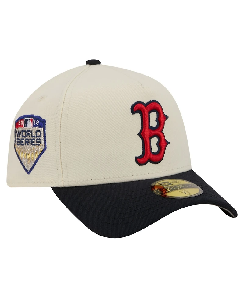 New Era Men's Cream Boston Red Sox Chrome A-Frame 59FORTY Fitted Hat