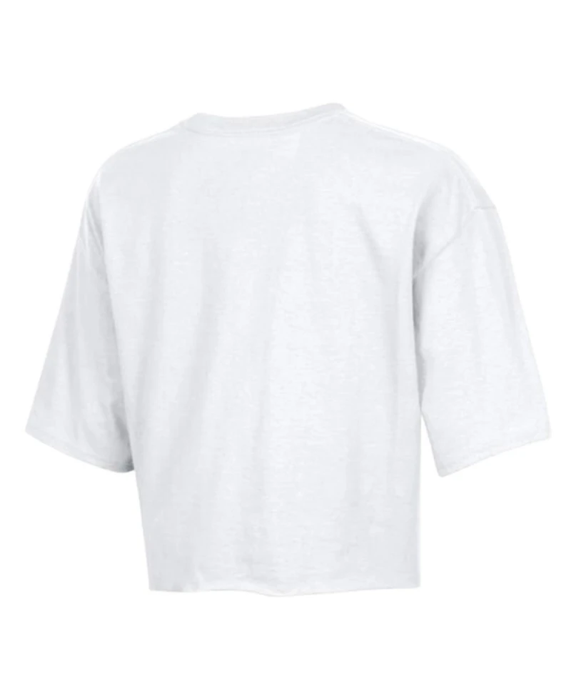 Champion Women's White Los Angeles Dodgers Boyfriend Cropped Americana T-Shirt