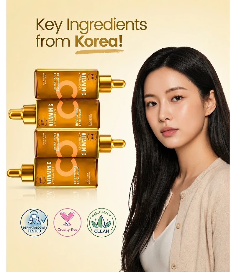 Lovery Vitamin C and Ceramides Brightening Face Serum - Korean Skin Care Radiance and Barrier Repair Treatment
