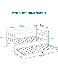 gaomon Twin Daybed with Trundle Frame, Metal Trundle Sofa Bed with Premium Steel Slat Support, Easy Assembly for Living Room, Bedroom