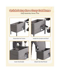 Vevor Heated Cat House Outdoor Feral Cat Shelter with Heating Pad Waterproof