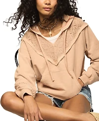 Lucky Brand Women's Crochet-Yoke V-Neck Hoodie