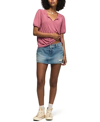 Lucky Brand Women's Sandwash Tie-Front Shirred Top