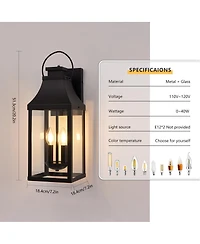 Asagikoiai 2-Pack Large Outdoor Porch Lights, Aluminum Waterproof Garage Lanterns