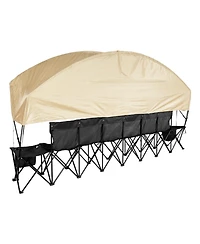 Yiortwo 6-Seat Portable Folding Soccer Bench with Sunshade, Cup Holders and Carry Bag