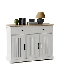 homfan Sideboard Buffet Cabinet with Storage Farmhouse Kitchen Cabinet with Adjustable Shelf and Barn Doors for Living Dining Room