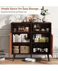 homfan Sideboard Buffet Cabinet with Storage Farmhouse Kitchen Cabinet with Open Shelves for Dining Room, Living Room