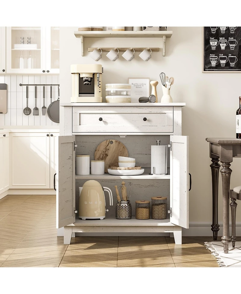 homfan Farmhouse Sideboard Buffet Cabinet with Storage, Drawer and Doors, Coffee Bar Table for Kitchen, Dining Room