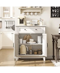 homfan Farmhouse Sideboard Buffet Cabinet with Storage, Drawer and Doors, Coffee Bar Table for Kitchen, Dining Room