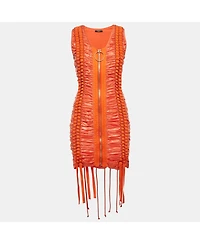 Pre-Owned Balmain Women's Satin Lace Up Ruched Mini Dress