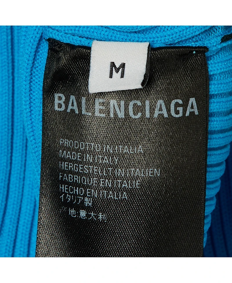 Pre-Owned Balenciaga Women's Logo Print Rib Knit Wrapped Midi Dress