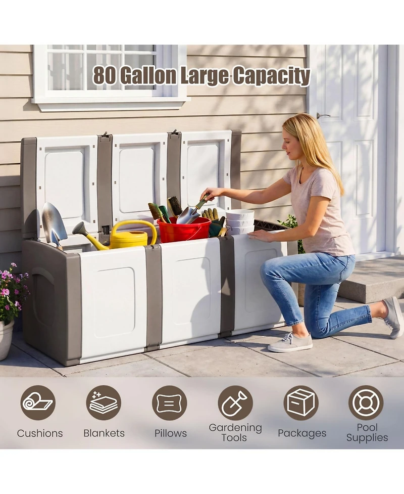 Slickblue 80 Gallon Patio Storage Container with Lockable Lid for Packages