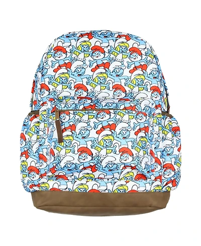 The Smurfs Backpack Papa Smurfette Brainy Smurf All Over Print School Book Bag