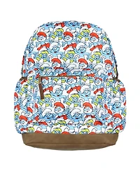 The Smurfs Backpack Papa Smurfette Brainy Smurf All Over Print School Book Bag