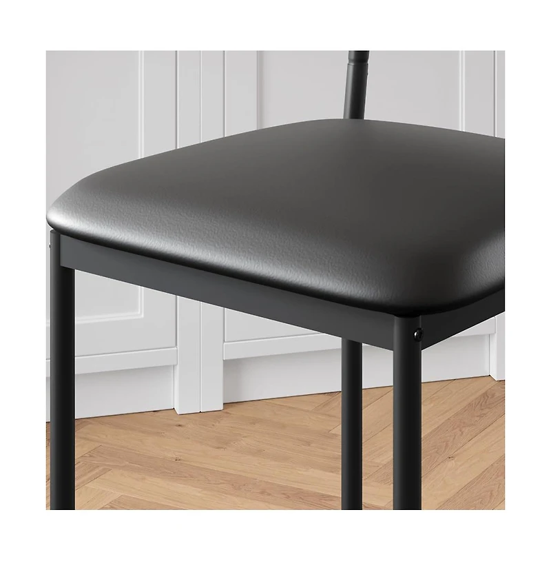 homfan Set of 4 Modern 25.5" Bar Stools – Leather Counter Height Seats with Backrest and Footrest, Sturdy Metal Legs