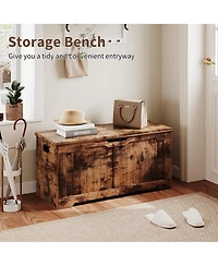 homfan Storage Bench, 39 Inch Wood Lift Top Entryway Organizer Chest with Slow Close Hinges, Coffee Table for Living Room