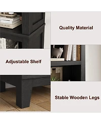 gaomon 71" Tall Farmhouse Bookcase with Adjustable Shelves, 5-Tier Wood Bookshelf, Storage Display Cabinet for Living Room, Home Office