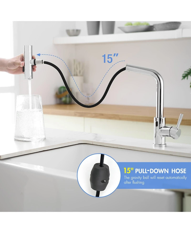 Phying Touchless Kitchen Faucet, Hands Free Automatic Smart Kitchen Faucet, Stainless Steel Touchless Kitchen Faucet