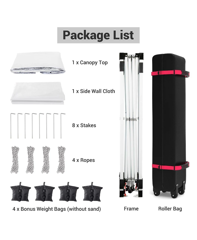 gaomon 10x10FT Pop Up Canopy Tent, Removable Sidewall, Adjustable Height, Vented Roof, Waterproof Silver Coating, Quick Setup with Wheeled Carry Bag