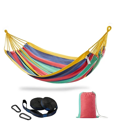 Aofar Brazilian Double Hammock With Tree Straps Soft Fabric set