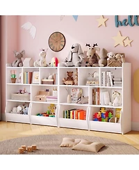 gaomon 2 Set of Toy Storage Cabinet, Kids Bookshelf with Movable Drawers and Open Shelves, Kids Bookcase Organizer for Playroom Nursery Kindergarten