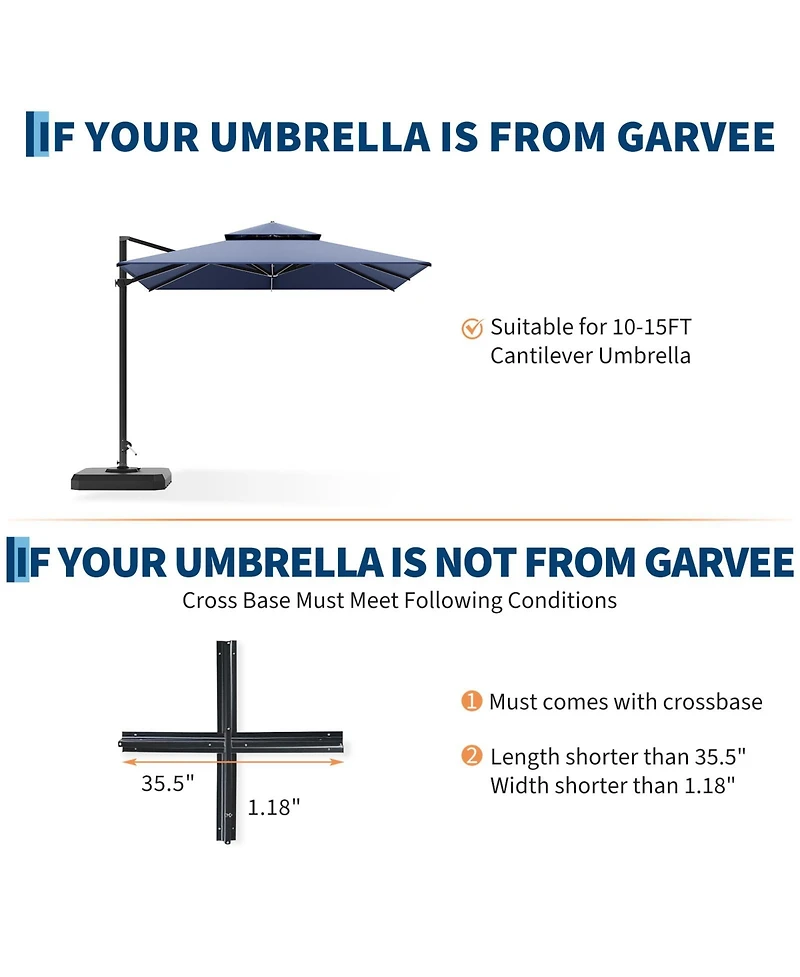 gaomon 4 Piece Hdpe Cantilever Umbrella Stand, Patio Umbrella Base 330 lb Capacity